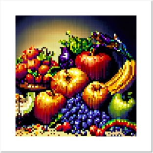 A still life composition of colorful fruits or vegetables pixel art Posters and Art